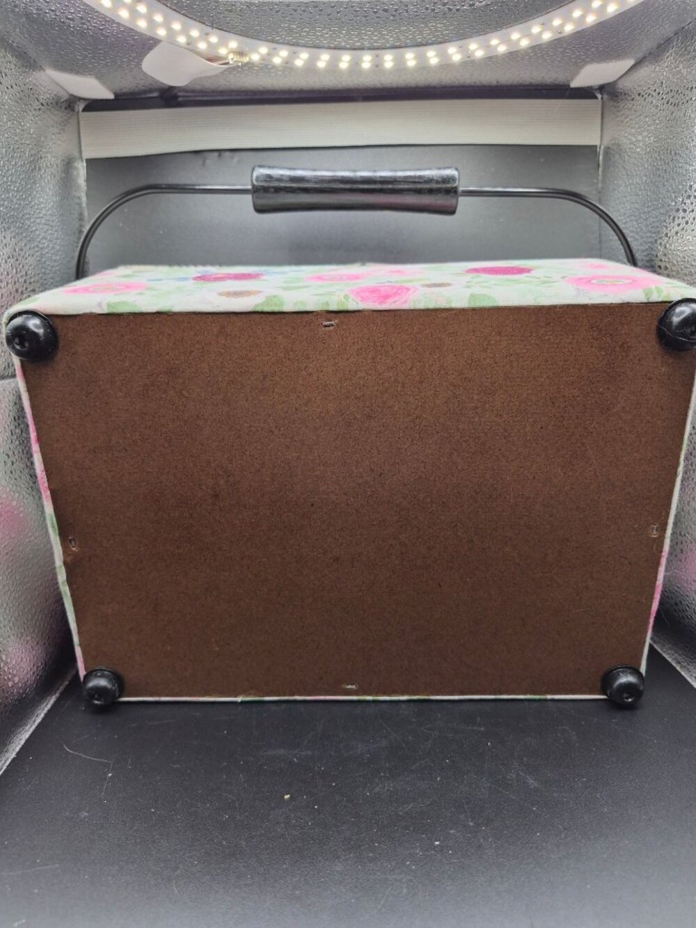 Floral Sewing Box Handle Tray Compartments Organizer For Craft Supplies - Picture 9 of 9